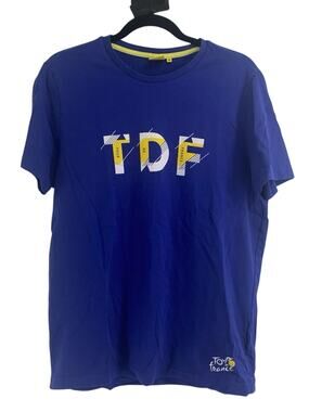 Tour de France TDF Official Blue T-Shirt Mens Size Medium Blue Yellow White
